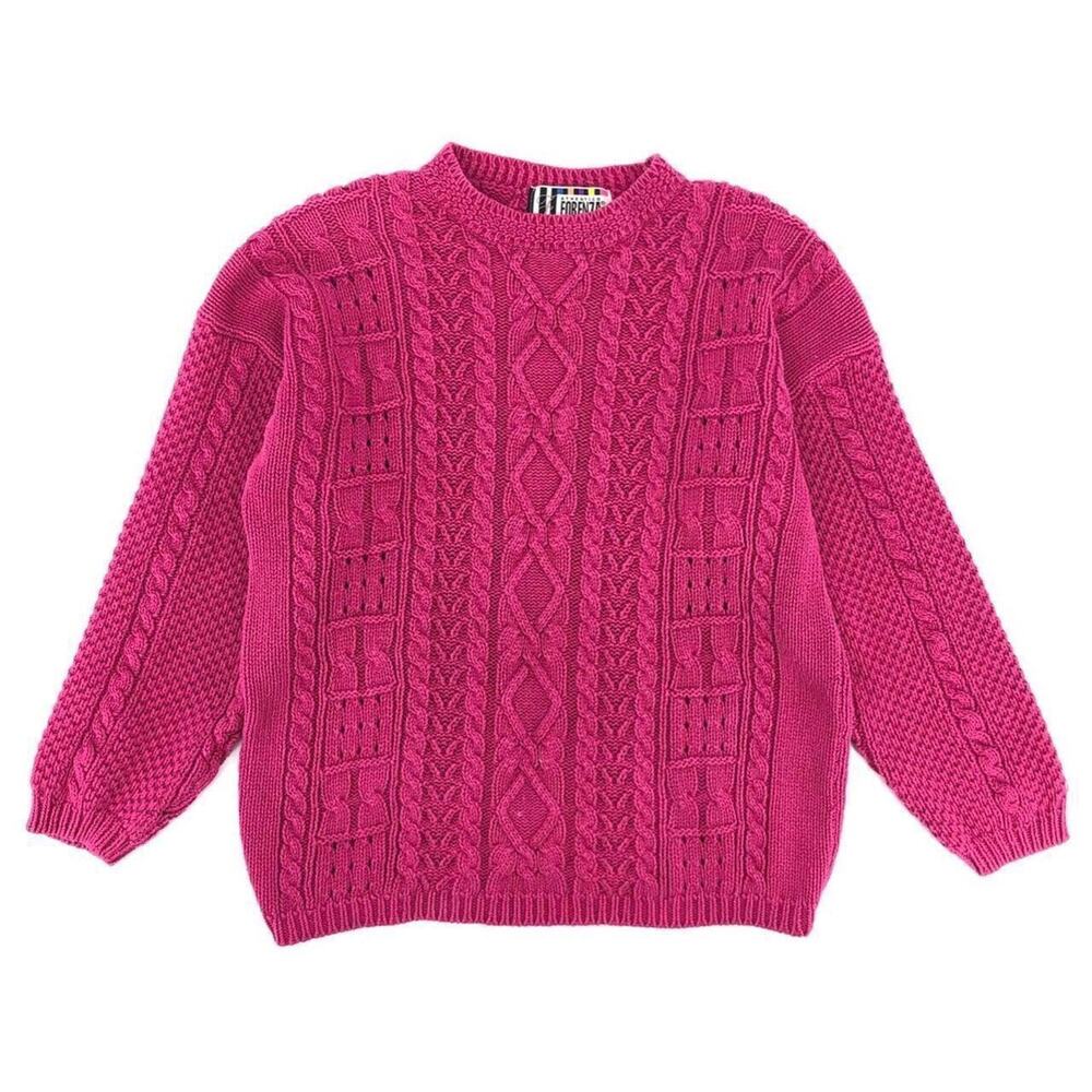 90s Forenza chunky knit magenta sweater 1990s vintage
